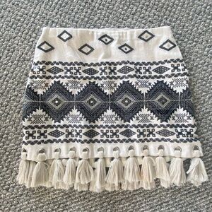 Lulus Belinda Beige Sequin Embroidered Tassel Mini Skirt